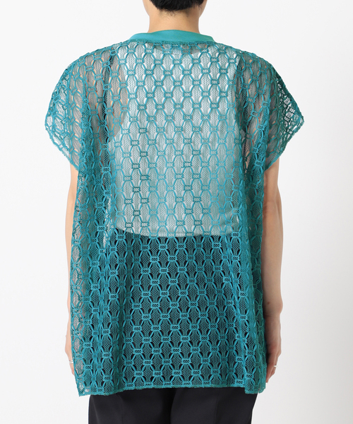 CITYSHOP(シティーショップ)の「LACE N/S T-SHIRT:カットソー(Tシャツ/カットソー・レディース・ブルー/ブラック・FREE)」の11枚目の写真