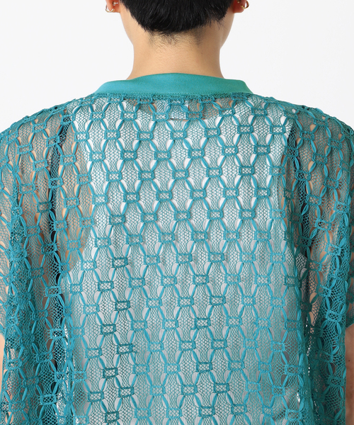 CITYSHOP(シティーショップ)の「LACE N/S T-SHIRT:カットソー(Tシャツ/カットソー・レディース・ブルー/ブラック・FREE)」の10枚目の写真