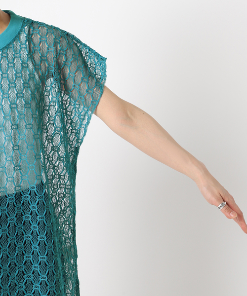 CITYSHOP(シティーショップ)の「LACE N/S T-SHIRT:カットソー(Tシャツ/カットソー・レディース・ブルー/ブラック・FREE)」の8枚目の写真