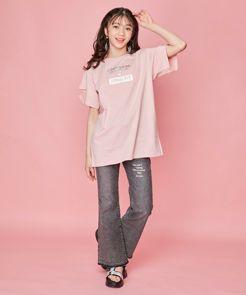 JENNI love(ジェニィラブ)の「ケミカルデニムフレアロングパンツ(デニムパンツ・キッズ・ブルー/ブラック・130cm/140cm/160cm/150cm)」の14枚目の写真