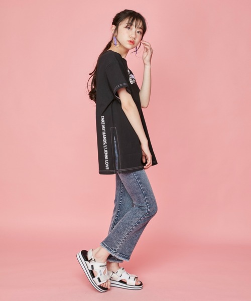 JENNI love(ジェニィラブ)の「ケミカルデニムフレアロングパンツ(デニムパンツ・キッズ・ブルー/ブラック・130cm/140cm/160cm/150cm)」の19枚目の写真