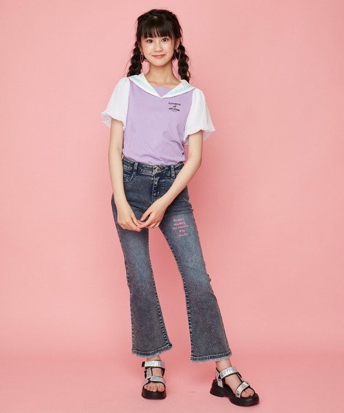JENNI love(ジェニィラブ)の「ケミカルデニムフレアロングパンツ(デニムパンツ・キッズ・ブルー/ブラック・130cm/140cm/160cm/150cm)」の21枚目の写真