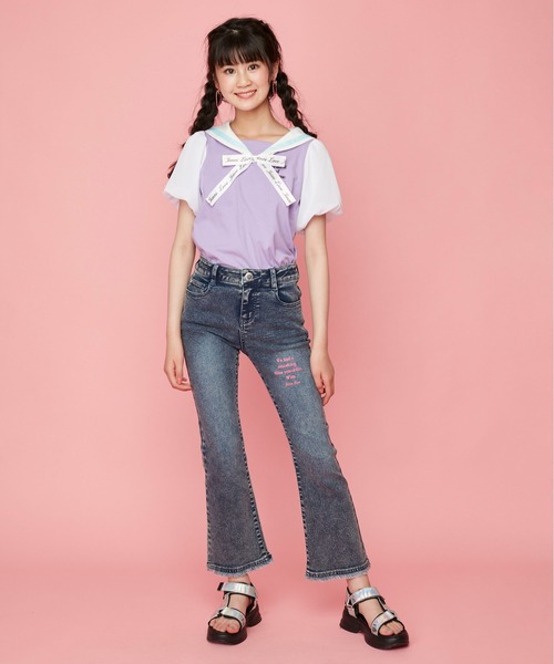 JENNI love(ジェニィラブ)の「ケミカルデニムフレアロングパンツ(デニムパンツ・キッズ・ブルー/ブラック・130cm/140cm/160cm/150cm)」の22枚目の写真