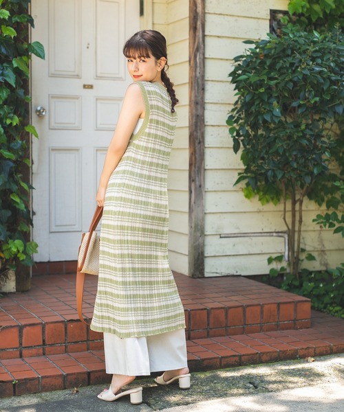 佐藤繊維 マルチボーダーニットワンピース ONLINE限定カラーあり