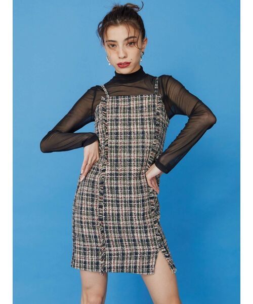 EVRIS(エヴリス)の「ツイードフリンジジャンスカ(ジャンパースカート・レディース・グリーン/マスタード・FREE)」の12枚目の写真