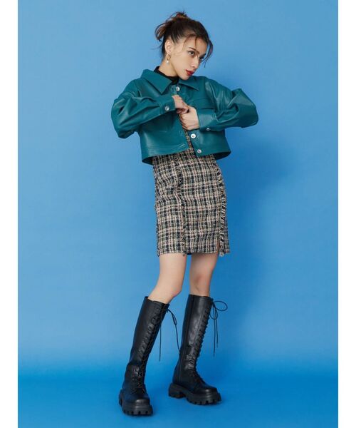 EVRIS(エヴリス)の「ツイードフリンジジャンスカ(ジャンパースカート・レディース・グリーン/マスタード・FREE)」の17枚目の写真