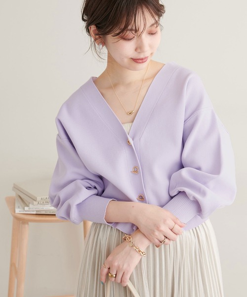 natural couture（ナチュラルクチュール）の「WEB限定カラーあり/プチプラハトメバー釦おしゃれカーディガン（カーディガン/ボレロ・レディース・ブラック/ネイビー/ブラウン/グリーン/アイボリー/ラベンダー/その他1/グレイッシュベージュ・FREE）」の7枚目の写真