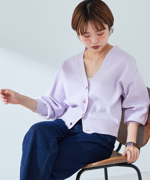 natural couture（ナチュラルクチュール）の「WEB限定カラーあり/プチプラハトメバー釦おしゃれカーディガン（カーディガン/ボレロ・レディース・ブラック/ネイビー/ブラウン/グリーン/アイボリー/ラベンダー/その他1/グレイッシュベージュ・FREE）」の18枚目の写真