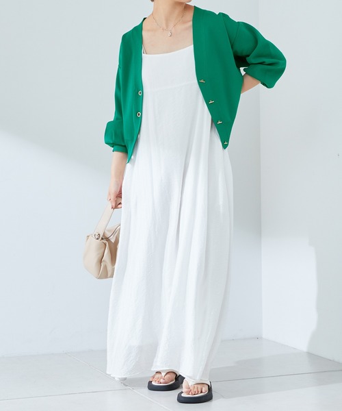 natural couture（ナチュラルクチュール）の「WEB限定カラーあり/プチプラハトメバー釦おしゃれカーディガン（カーディガン/ボレロ・レディース・ブラック/ネイビー/ブラウン/グリーン/アイボリー/ラベンダー/その他1/グレイッシュベージュ・FREE）」の12枚目の写真