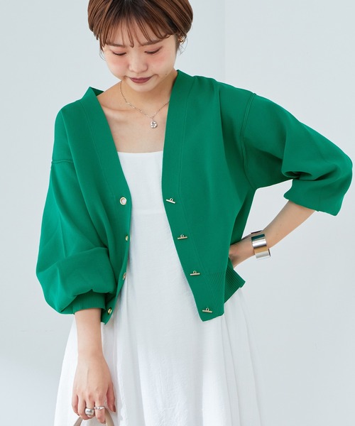 natural couture（ナチュラルクチュール）の「WEB限定カラーあり/プチプラハトメバー釦おしゃれカーディガン（カーディガン/ボレロ・レディース・ブラック/ネイビー/ブラウン/グリーン/アイボリー/ラベンダー/その他1/グレイッシュベージュ・FREE）」の11枚目の写真