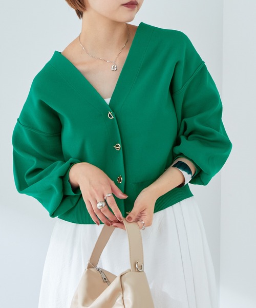 natural couture（ナチュラルクチュール）の「WEB限定カラーあり/プチプラハトメバー釦おしゃれカーディガン（カーディガン/ボレロ・レディース・ブラック/ネイビー/ブラウン/グリーン/アイボリー/ラベンダー/その他1/グレイッシュベージュ・FREE）」の13枚目の写真