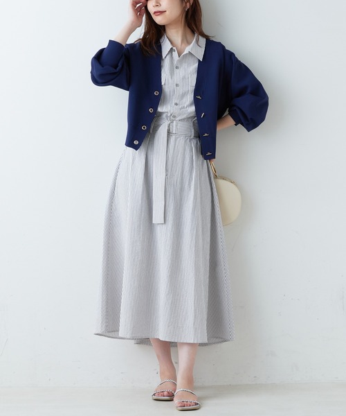 natural couture（ナチュラルクチュール）の「WEB限定カラーあり/プチプラハトメバー釦おしゃれカーディガン（カーディガン/ボレロ・レディース・ブラック/ネイビー/ブラウン/グリーン/アイボリー/ラベンダー/その他1/グレイッシュベージュ・FREE）」の16枚目の写真