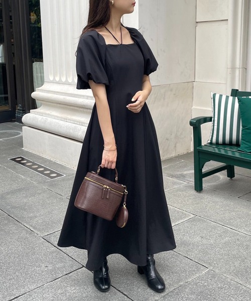 one after another NICE CLAUP（ワンアフターアナザーナイスクラップ）の「袖ボリュームホルターワンピース（ワンピース・レディース・ブラック/インディゴブルー/パープル/レッド・FREE）」の21枚目の写真