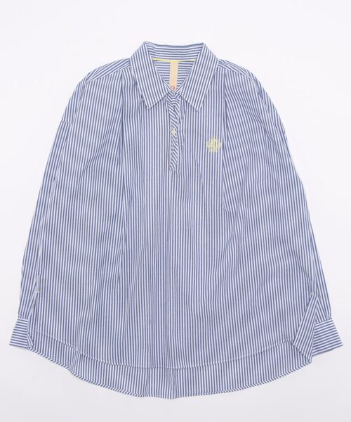 Q（キュー）の「Qエンブレムスキッパーシャツ（シャツ/ブラウス・レディース・ネイビー/アイボリー/ブルー系その他・MEDIUM）」の5枚目の写真