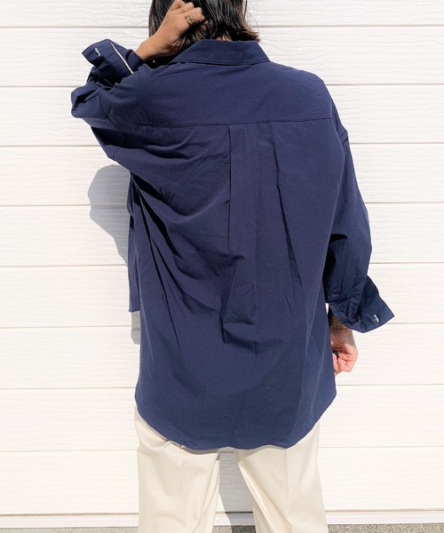 Q（キュー）の「Qエンブレムスキッパーシャツ（シャツ/ブラウス・レディース・ネイビー/アイボリー/ブルー系その他・MEDIUM）」の11枚目の写真