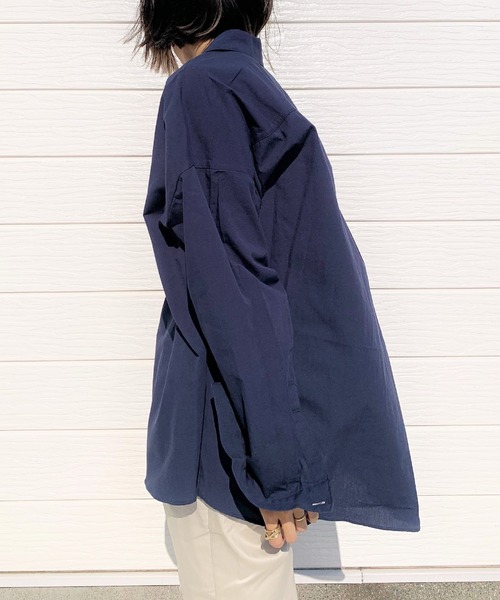 Q（キュー）の「Qエンブレムスキッパーシャツ（シャツ/ブラウス・レディース・ネイビー/アイボリー/ブルー系その他・MEDIUM）」の10枚目の写真