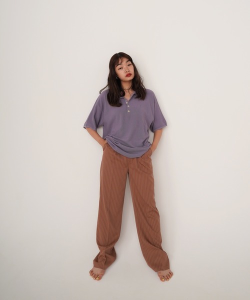 TINA：JOJUN（ティーナジョジュン）の「センタープレス ストライプパンツ TINA：JOJUN（その他パンツ・レディース・ピンクベージュ/ブラック・S/M）」の3枚目の写真