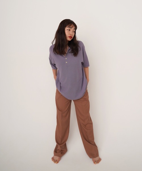 TINA：JOJUN（ティーナジョジュン）の「センタープレス ストライプパンツ TINA：JOJUN（その他パンツ・レディース・ピンクベージュ/ブラック・S/M）」の7枚目の写真