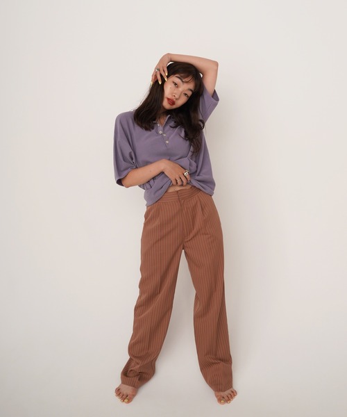 TINA：JOJUN（ティーナジョジュン）の「センタープレス ストライプパンツ TINA：JOJUN（その他パンツ・レディース・ピンクベージュ/ブラック・S/M）」の13枚目の写真