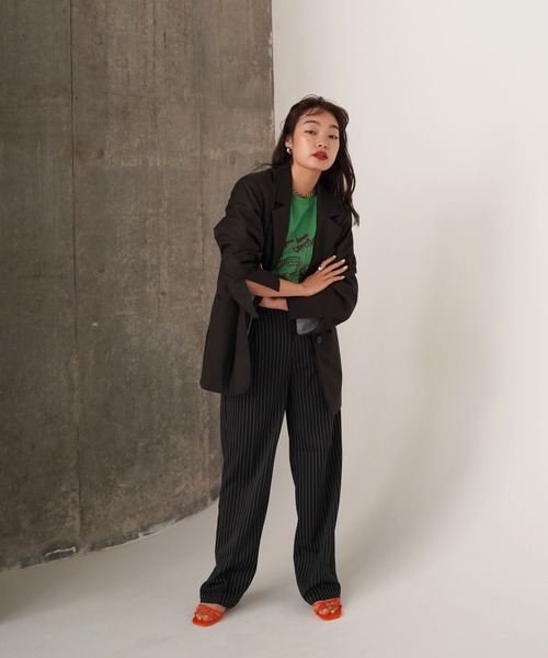 TINA：JOJUN（ティーナジョジュン）の「センタープレス ストライプパンツ TINA：JOJUN（その他パンツ・レディース・ピンクベージュ/ブラック・S/M）」の21枚目の写真