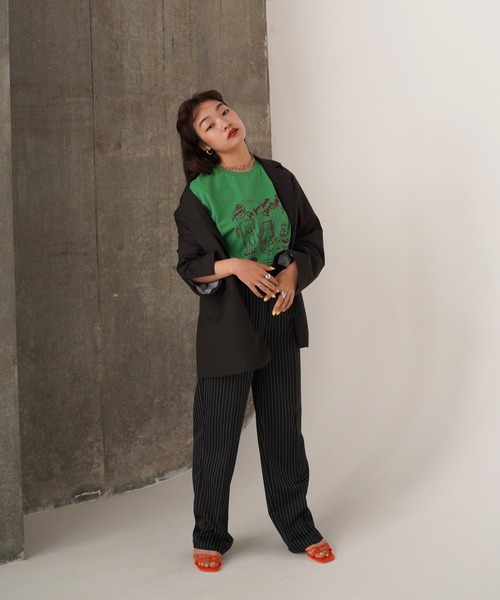 TINA：JOJUN（ティーナジョジュン）の「センタープレス ストライプパンツ TINA：JOJUN（その他パンツ・レディース・ピンクベージュ/ブラック・S/M）」の18枚目の写真