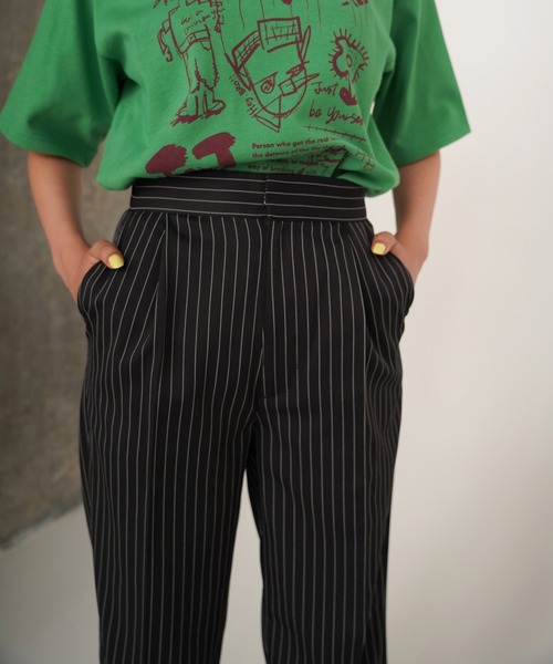 TINA：JOJUN（ティーナジョジュン）の「センタープレス ストライプパンツ TINA：JOJUN（その他パンツ・レディース・ピンクベージュ/ブラック・S/M）」の15枚目の写真