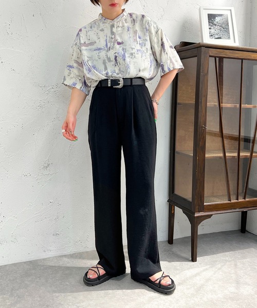 apres jour mignon(アプレジュールミニョン)の「柄バンドカラーシャツ【ZOZOTOWN限定アイテム】(シャツ/ブラウス・レディース・パープル/ブラック系その他/ブラック・X-LARGE/フリー)」の18枚目の写真