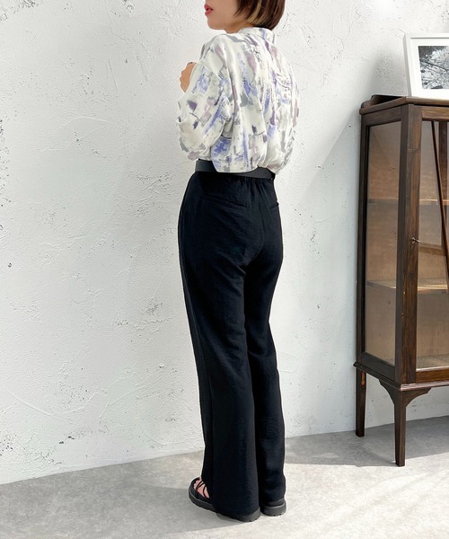 apres jour mignon(アプレジュールミニョン)の「柄バンドカラーシャツ【ZOZOTOWN限定アイテム】(シャツ/ブラウス・レディース・パープル/ブラック系その他/ブラック・X-LARGE/フリー)」の19枚目の写真