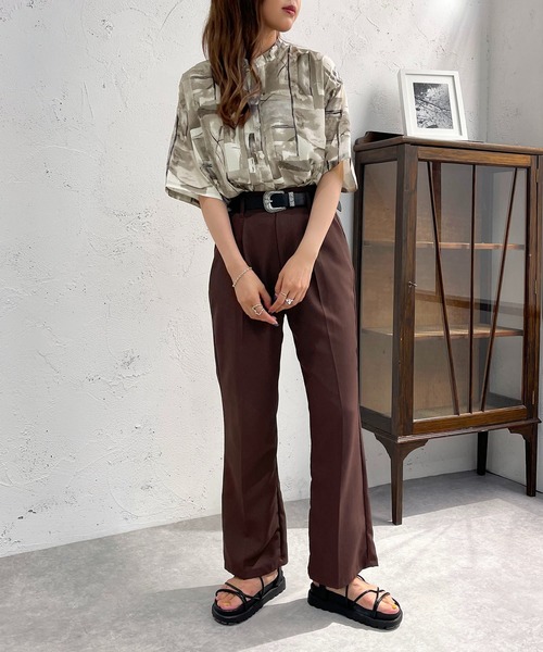 apres jour mignon(アプレジュールミニョン)の「柄バンドカラーシャツ【ZOZOTOWN限定アイテム】(シャツ/ブラウス・レディース・パープル/ブラック系その他/ブラック・X-LARGE/フリー)」の11枚目の写真