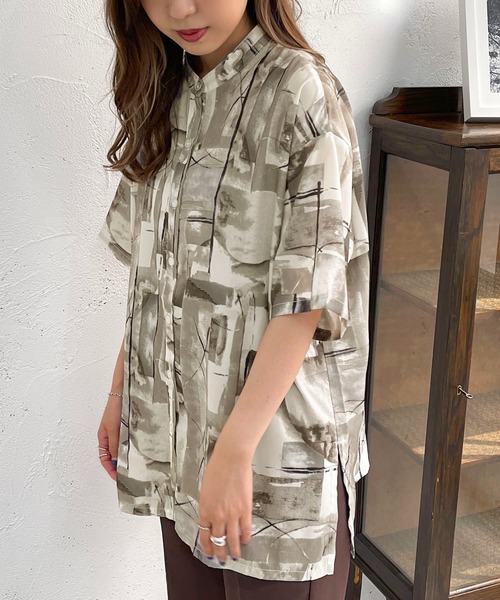 apres jour mignon(アプレジュールミニョン)の「柄バンドカラーシャツ【ZOZOTOWN限定アイテム】(シャツ/ブラウス・レディース・パープル/ブラック系その他/ブラック・X-LARGE/フリー)」の13枚目の写真
