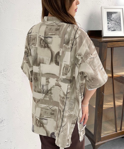 apres jour mignon(アプレジュールミニョン)の「柄バンドカラーシャツ【ZOZOTOWN限定アイテム】(シャツ/ブラウス・レディース・パープル/ブラック系その他/ブラック・X-LARGE/フリー)」の14枚目の写真