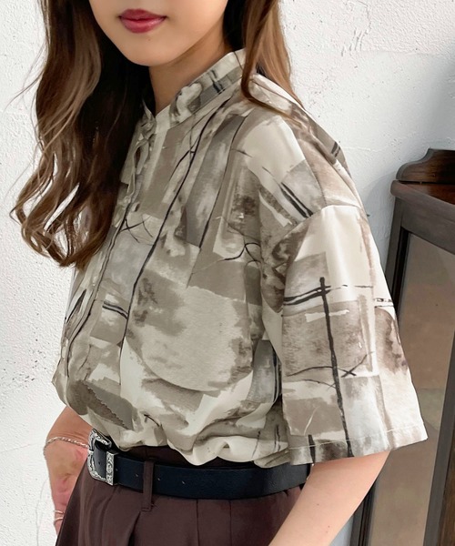 apres jour mignon(アプレジュールミニョン)の「柄バンドカラーシャツ【ZOZOTOWN限定アイテム】(シャツ/ブラウス・レディース・パープル/ブラック系その他/ブラック・X-LARGE/フリー)」の20枚目の写真