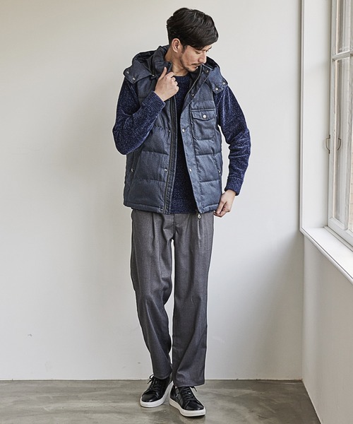 UNION STATION（ユニオンステーション）の「フロッキープリント機能中綿ダウンベスト（ダウンベスト・メンズ・ブラック/ネイビー・M/L/LL）」の9枚目の写真