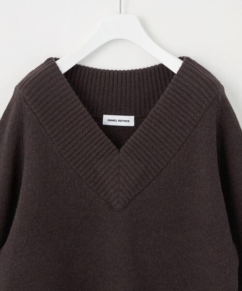＜EMMELREFINES＞EMワイドリブVネックニットプルオーバー