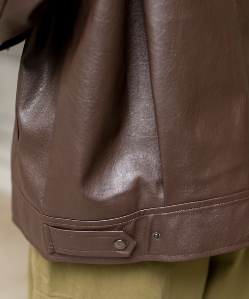 SpRay（スプレイ）の「エコレザーBIGライダース（ライダースジャケット・レディース・ブラック/ダークブラウン・FREE）」の15枚目の写真