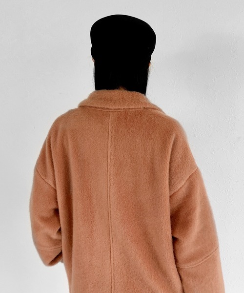 LVEU.（ラブユ.）の「【LVEU.】シャギーミディコート / アウター コート ミディ ミドル ステンカラー ダブル シャギー 起毛 ふわふわ ミント サーモン ピンク ZOZOTOWN限定（チェスターコート・レディース・サーモンピンク/ミント・FREE）」の12枚目の写真