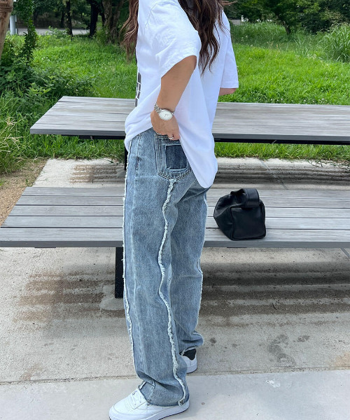 ISOOK(アイスー)の「Fringe design denims / フリンジデザインデニム(chiica select)(デニムパンツ・レディース・ブルー・SMALL)」の11枚目の写真