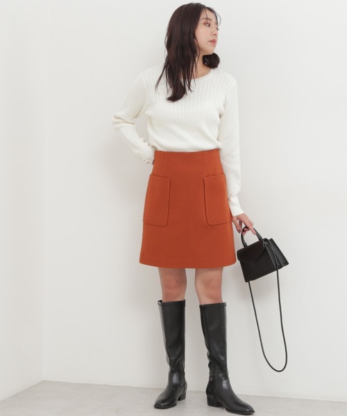 NATURAL BEAUTY BASIC（ナチュラルビューティーベーシック）の「フロントポケットミニスカート（スカート・レディース・オレンジ/ベージュ/ブラック・SMALL/MEDIUM）」の18枚目の写真