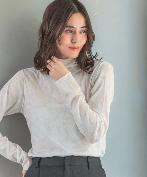 LEPSIM(レプシィム)の「ニュアンス柄シアータートルトップス 168098(Tシャツ/カットソー・レディース・グレー/オフホワイト・FREE)」の9枚目の写真