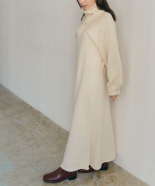 titivate（ティティベイト）の「ローゲージトップスレイヤードニットワンピース（ワンピース・レディース・ブラウン/アイボリー/グレイッシュベージュ・PS(XS－S)/S/M）」の13枚目の写真