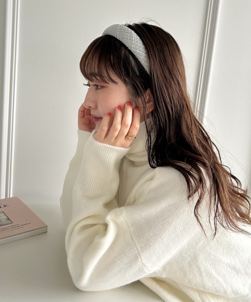 Loueme（ルエム）の「ツイードワイドカチューシャ（カチューシャ・レディース・オレンジ/アイボリー/ブルー・FREE）」の2枚目の写真