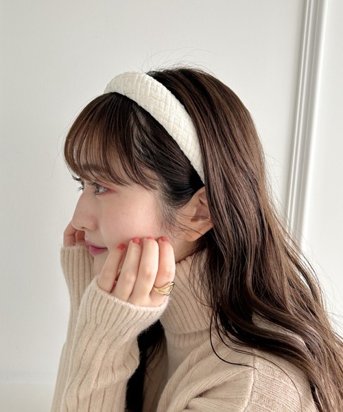 Loueme（ルエム）の「ツイードワイドカチューシャ（カチューシャ・レディース・オレンジ/アイボリー/ブルー・FREE）」の5枚目の写真