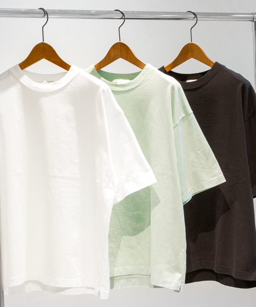 BEAUTY&YOUTH UNITED ARROWS(ビューティーアンドユースユナイテッドアローズ)の「BY ∴ ワイド クルーネック ハーフスリーブ MADE IN JAPAN カットソー ◆(Tシャツ/カットソー・メンズ・ホワイト/ネイビー/ライトブルー/オリーブ/ダークグレー・LARGE/SMALL/MEDIUM)」の7枚目の写真