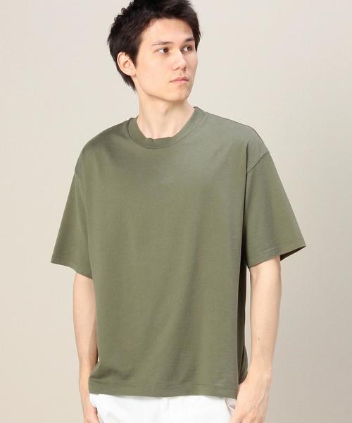 BEAUTY&YOUTH UNITED ARROWS(ビューティーアンドユースユナイテッドアローズ)の「BY ∴ ワイド クルーネック ハーフスリーブ MADE IN JAPAN カットソー ◆(Tシャツ/カットソー・メンズ・ホワイト/ネイビー/ライトブルー/オリーブ/ダークグレー・LARGE/SMALL/MEDIUM)」の3枚目の写真