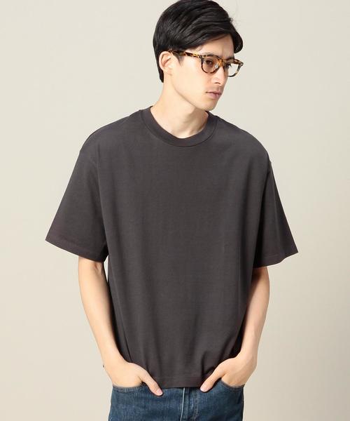 BEAUTY&YOUTH UNITED ARROWS(ビューティーアンドユースユナイテッドアローズ)の「BY ∴ ワイド クルーネック ハーフスリーブ MADE IN JAPAN カットソー ◆(Tシャツ/カットソー・メンズ・ホワイト/ネイビー/ライトブルー/オリーブ/ダークグレー・LARGE/SMALL/MEDIUM)」の2枚目の写真