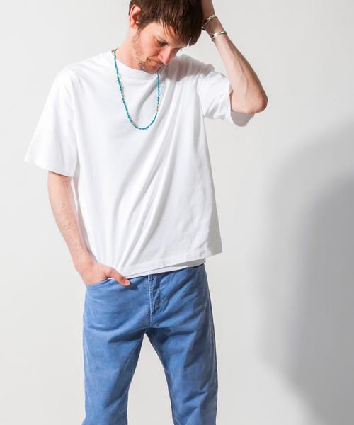 BEAUTY&YOUTH UNITED ARROWS(ビューティーアンドユースユナイテッドアローズ)の「BY ∴ ワイド クルーネック ハーフスリーブ MADE IN JAPAN カットソー ◆(Tシャツ/カットソー・メンズ・ホワイト/ネイビー/ライトブルー/オリーブ/ダークグレー・LARGE/SMALL/MEDIUM)」の14枚目の写真