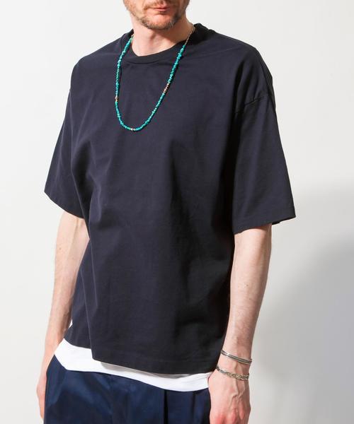 BEAUTY&YOUTH UNITED ARROWS(ビューティーアンドユースユナイテッドアローズ)の「BY ∴ ワイド クルーネック ハーフスリーブ MADE IN JAPAN カットソー ◆(Tシャツ/カットソー・メンズ・ホワイト/ネイビー/ライトブルー/オリーブ/ダークグレー・LARGE/SMALL/MEDIUM)」の10枚目の写真