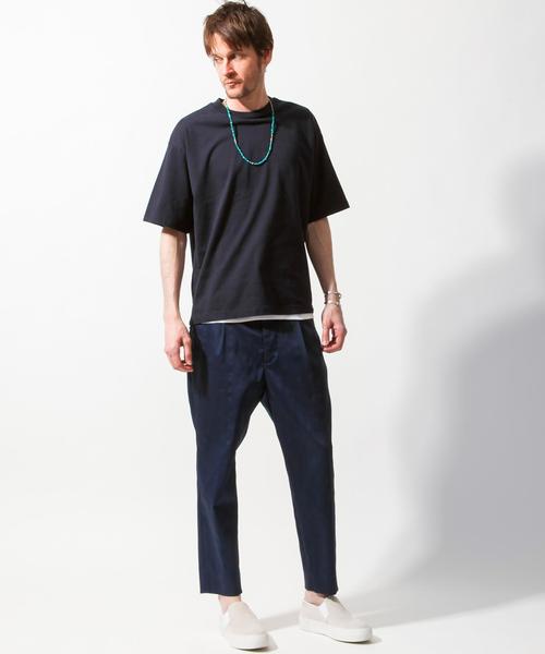BEAUTY&YOUTH UNITED ARROWS(ビューティーアンドユースユナイテッドアローズ)の「BY ∴ ワイド クルーネック ハーフスリーブ MADE IN JAPAN カットソー ◆(Tシャツ/カットソー・メンズ・ホワイト/ネイビー/ライトブルー/オリーブ/ダークグレー・LARGE/SMALL/MEDIUM)」の11枚目の写真