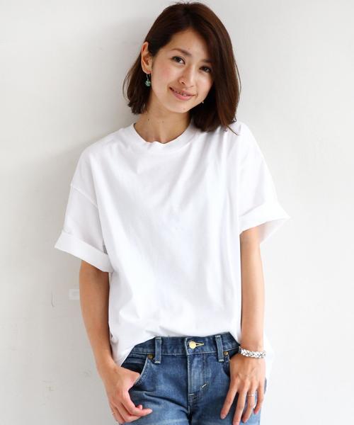 BEAUTY&YOUTH UNITED ARROWS(ビューティーアンドユースユナイテッドアローズ)の「BY ∴ ワイド クルーネック ハーフスリーブ MADE IN JAPAN カットソー ◆(Tシャツ/カットソー・メンズ・ホワイト/ネイビー/ライトブルー/オリーブ/ダークグレー・LARGE/SMALL/MEDIUM)」の13枚目の写真