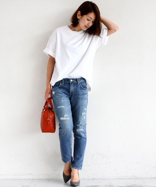 BEAUTY&YOUTH UNITED ARROWS(ビューティーアンドユースユナイテッドアローズ)の「BY ∴ ワイド クルーネック ハーフスリーブ MADE IN JAPAN カットソー ◆(Tシャツ/カットソー・メンズ・ホワイト/ネイビー/ライトブルー/オリーブ/ダークグレー・LARGE/SMALL/MEDIUM)」の6枚目の写真